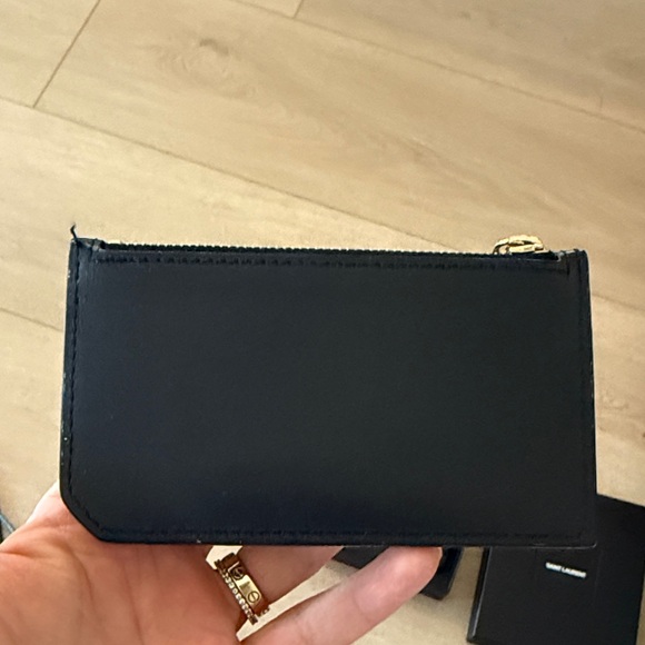 Saint Laurent Black Card Holder with Gold Zipper - Picture 3 of 4